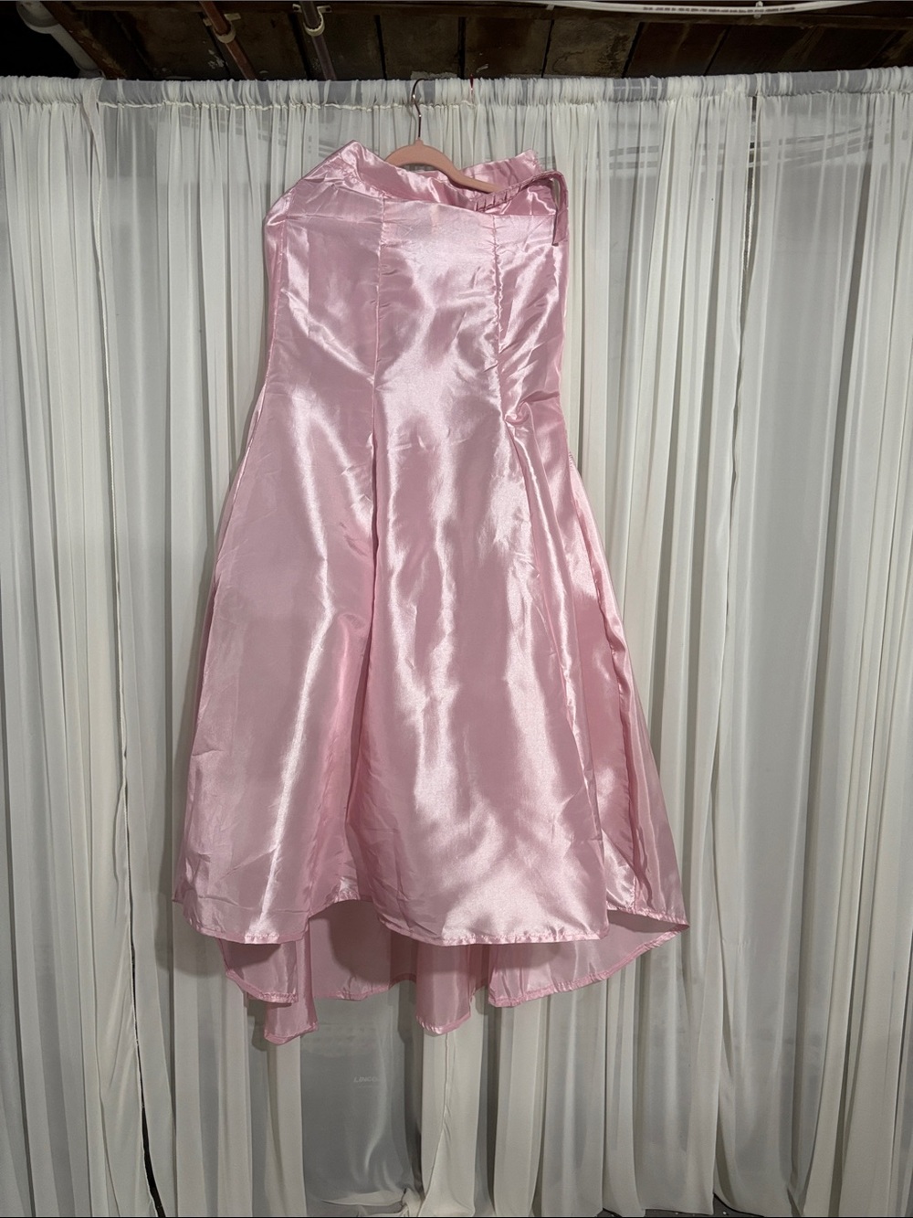 Strapless Shiny Pink Prom Dress
